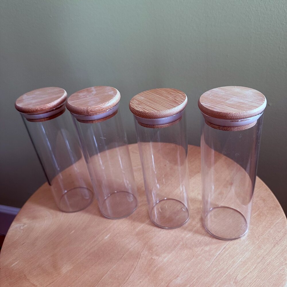Set of 4 10oz. Glass AirtightJars with Bamboo Lids